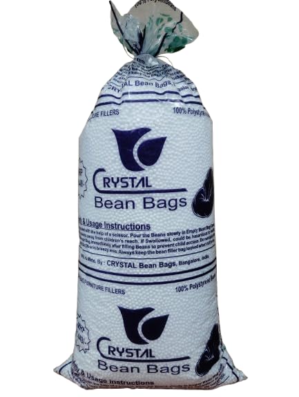 Image of Crystal Bean Bag Filler Beans for Sofa Chair Leg Rest | 100% Polystyrene, Refill Filler, Lightweight Beads, Bean Bag Refill, Multi-Use
