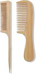 Pente de Madeira Bambu Anti-Estático Cabelo e Barba Profissional(Pente Fino)