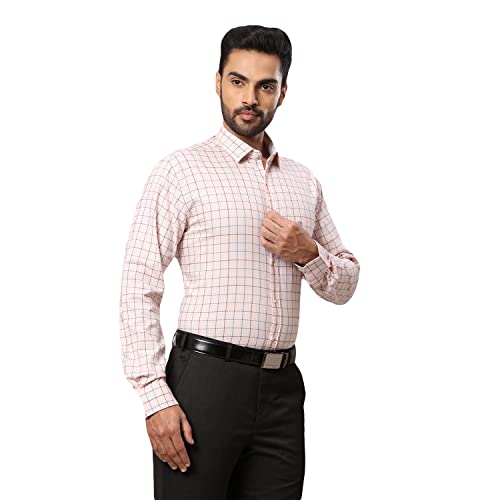 Image of Raymond Men's Pure Cotton Checks Pattern Slim Fit Regular Collar Full Sleeve Casual Shirt