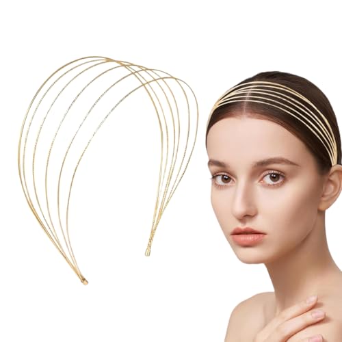 MIRKUZI Women's Fashion Headbands, 1 cerchietto dorato multistrato, accessorio per capelli elegante e sofisticato, adatto a donne e ragazze