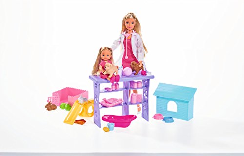 Simba - 105733040 - Poupée Steffi Love - Vétérinaire avec Evi - + 4 Animaux et Accessoires Inclus - 29 cm et 12cm