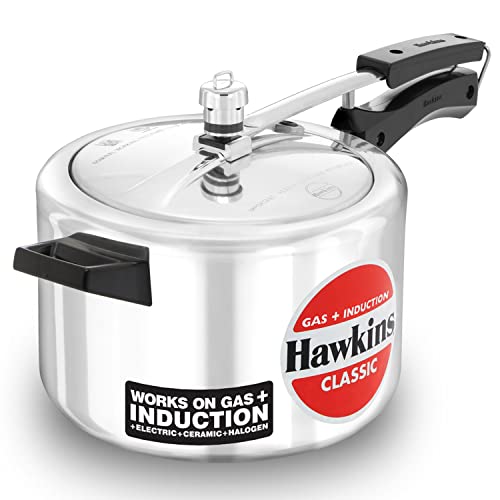 Hawkins Aluminium 5 Litre Classic Pressure Cooker, Induction Inner Lid Cooker, Pan Cooker, Best Cooker, Silver (Icl50)