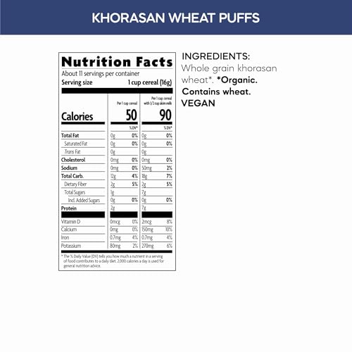 Nature's Path Organic Khorasan Wheat Puffs Cereal, 6 oz (Pack of 12), Earth Friendly Packaging
