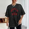 LANDEMEI World Gym Vintage Short Sleeve Men Women T-Shirts Washed Cotton Size L Black #3