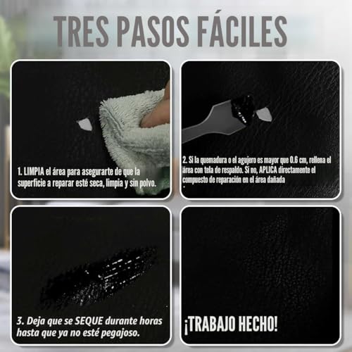 Miniatura 5 de Arcssai - Reparación De Cuero Negro Y Vinilo Restaurador De Sus Muebles, Asientos De Coche, Sofá, Chaqueta, Cartera, Cinturón, Zapatos, Piel De Poliuretano