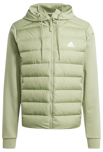 adidas Herren Essentials Hybrid Down Hooded Jacket, tent green, M