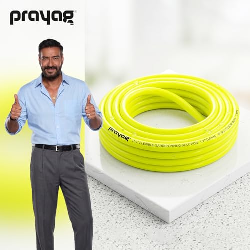 Image of Prayag Garden Pipe 15 Meter(49.21 Feet) | Flexible PVC Water Hose Pipe for Gardening, Car Wash & Home Cleaning | Lightweight & Durable (Plain - Milky Yellow(15Meter, 0.5 Inch))