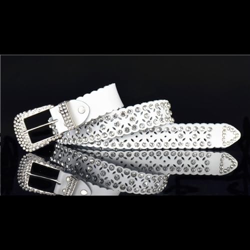 Womens Men Rhinestone Western Belts,Fashionable Sparkly Diamond Belt,Western Vintage Cowgirl Leather Sequin Belt for Jeans2