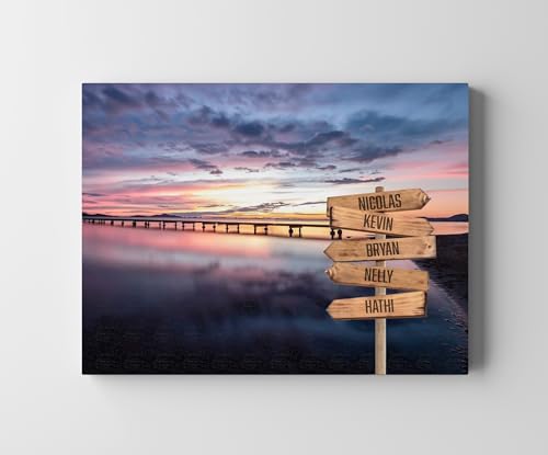 CREATIVA DIGITAL Cuadro Personalizado Multinombre | 5 Nombres | 70 x 50 cm | 100% a tu Gusto | Lona y Madera | Ideal para Sorprender a tu Familia | Excelente para Decorar el Salón