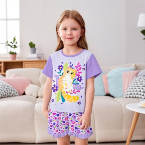 LQSZ Girls Pajamas Set Kids 4 Piece Summer Sleepwear 3-10 Years Pajama Toddler Pjs2