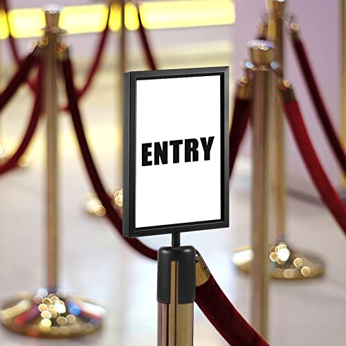 Taiyin 8 Pcs Stanchion Sign Holder Double Sided Sign Frame with Cover Stanchion Top Frames for 8.58 x 12.52 Inches Paper Size for Crowd Control Sentry Stanchions (Black) - Thumbnail 4