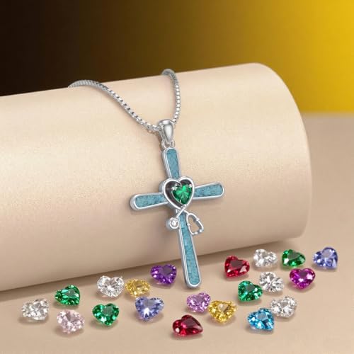 Stethoscope Cross Necklace 925 Sterling Silver Turquoise Doctor Nurse Pendant RN Registered Graduation Nurse Jewelry for Women Medical Student4