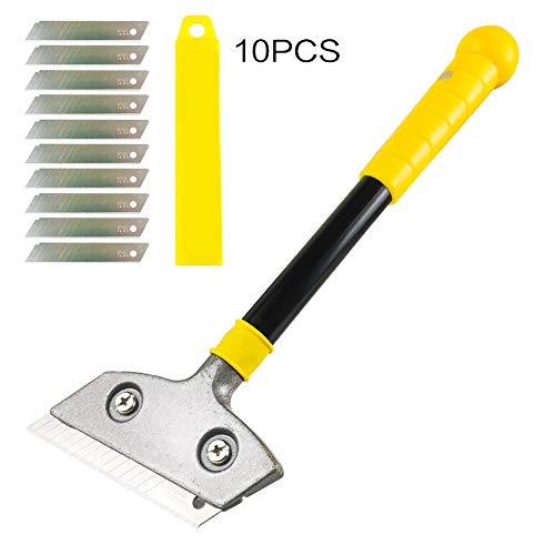 Razor Blade Scraper,Long-Handle Putty Knife,with 10 Blades Set Paint Scraper for Wood,Window Glass