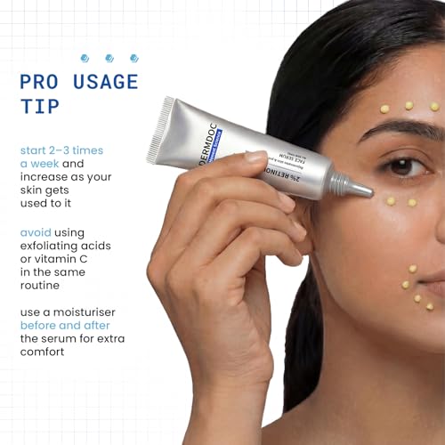 Image of DERMDOC 2% Retinol Face Serum, 12ml | Reduces Fine Lines | Improves Skin Texture & Elasticity| Brightens Skin | Hydrating | Boosts Collagen | Smoother Complexion | For All Skin Types