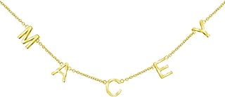 Ruibeila Personalized Name Necklace for Women, Custom Name Chain Necklace 18K Gold Silver Plated Nameplate Pendant Name Choker for Girls Women Mother