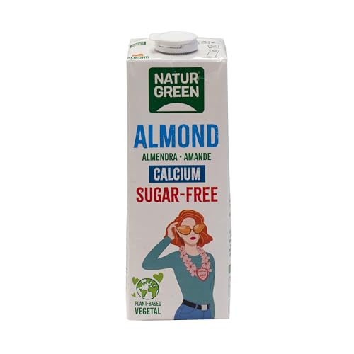 NaturGreen - Almond Calcium Sin Azúcar, Bebida Vegetal de Almendra sin Azúcares y con Calcio Añadido, 100% Vegano, Sin Soja, Sin Gluten, Sin Lactosa - 1L