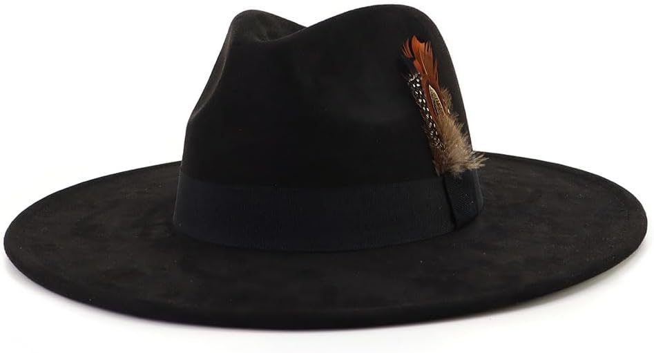 LIDHAY Big Wide Brim Fedora Hats for Women Men Western Suede Hat Panama Hat Outdoor Hats