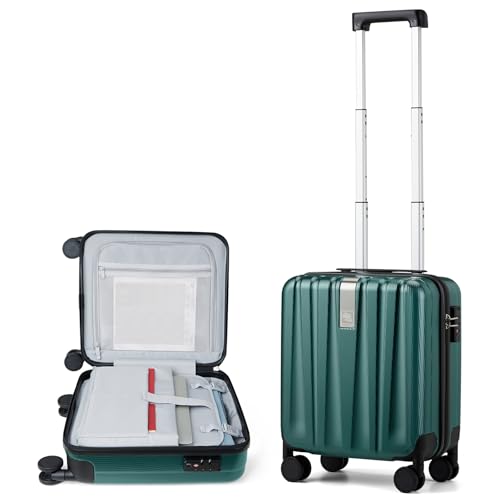 [Hanke] 16サイズ キャリーケース 機内持ち込み スーツケース 2泊3日 小型 超軽量 耐衝撃PC材質 静音回転自在ホイール ショートトラベルスーツケース tsaロック(sサイズ/グリーン)