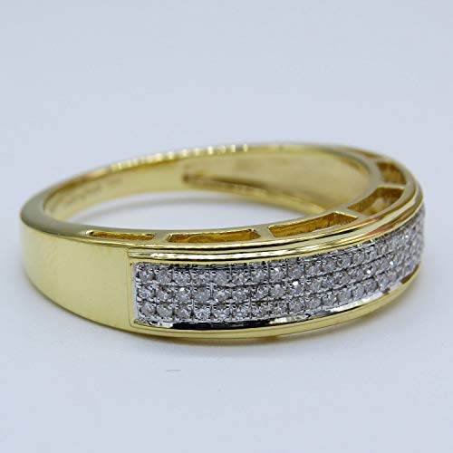 Dazzlingrock Collection 0.25 Carat (ctw) Round White Diamond Men's Hip Hop Anniversary Wedding Band 1/4 CT, 10K Gold, White Diamond, Yellow Gold, white-gold - Image 4