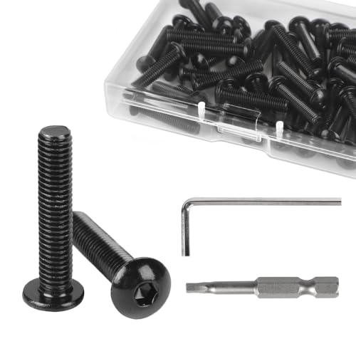 SUPAWAY 40 Pièces Vis à Tête Hexagonale M5x25mm en Acier Inoxydable 304, Boulon Bombée Six Pans Creux Oxyde Noir ISO 7380 pour Kfz, Boulons Industriels, Câbles et Plus