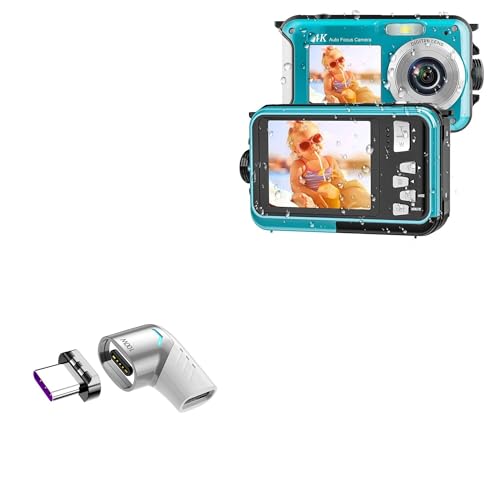 BoxWave Adapter Compatible with YISENCE 4K Underwater Camera (4k806) - MagnetoSnap PD Angle Adapter, Magnetic Charging Connector Device Saver - Metallic Silver