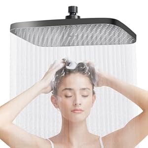 Regendouche, douchekop, 360 graden verstelbare regendouche, vierkante douchekop, roestvrij staal, waterbesparend, regendouchekop, inbouwdouchekoppen, douchekop voor badkamer (zwart)