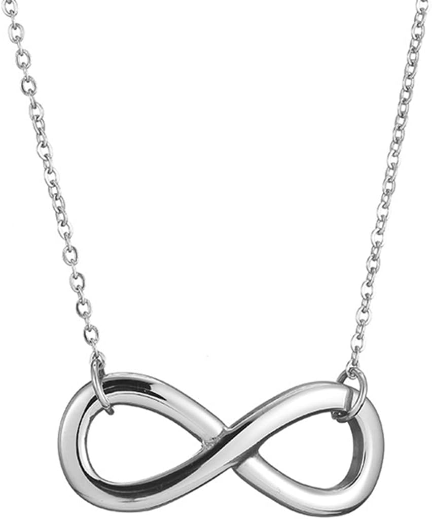 Stainless Steel Infinity Style Charm Promise Statement Classic Plain Collar Necklace