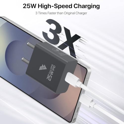 Image of Original Samsung 25W Charger USB Type C Adapter for Samsung Galaxy Z Fold 6 /5 /4,Z Flip6 /5 /4, S25 /S24 /S24+ /S24 Ultra, S23 /S23+ /S23 Ultra /S23 FE, M17 5G with Type C Cable-Grey