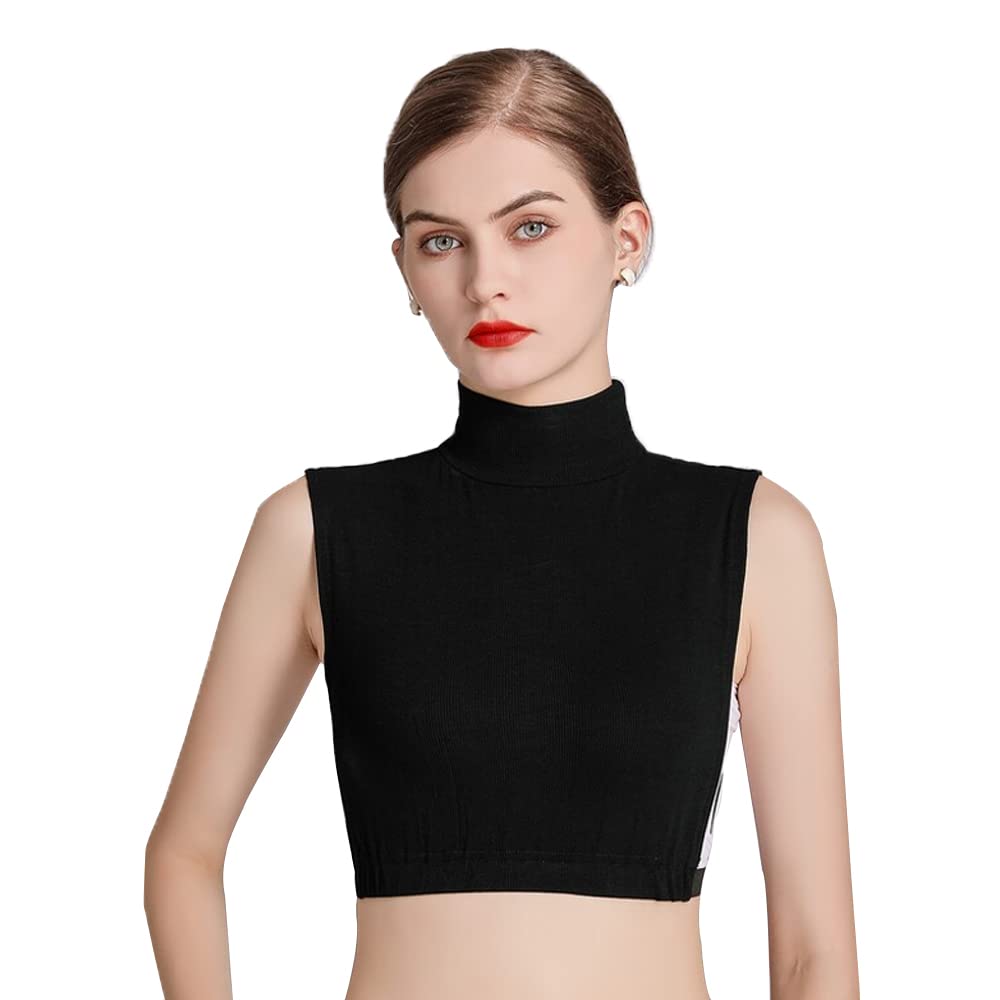 Elegtiskas Women's 67Black Black Mock Turtleneck Dickey Collar Hoodie High Neck Detachable Collar For And Girls