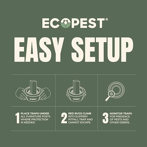 Image of EcoPest Bed Bug Blocker (Pro), Bed Bug Interceptor Traps for Detection and Monitoring, 8-Pack, White
