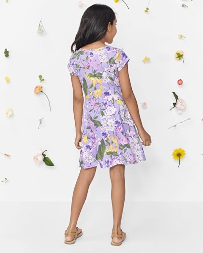 Image of The Children's Place Girls' Plaid Stretch Jacquard Short Sleeve Dress