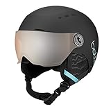 Linse: PC orange gun Bollé Unisex-Adult Might Visor Skihelme, Matte Black & Blue, 52-55 cm