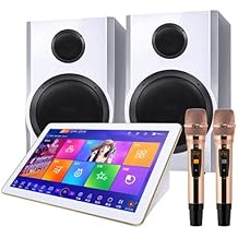 18.5inch Karaoke System Set, Capacitive Touch Screen KTV Player with Wireless Microphone & 8 Inch Speaker, Built-in 500G Hard Drive, AI Intelligent Voice Control Song Function