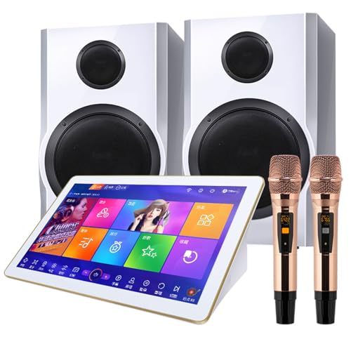 UWYTGF 18.5inch Karaoke System Set, Capacitive Touch Screen KTV Player with Wireless Microphone & 8 Inch Speaker, Built-in 500G Hard Drive, AI Intelligent Voice Control Song Function