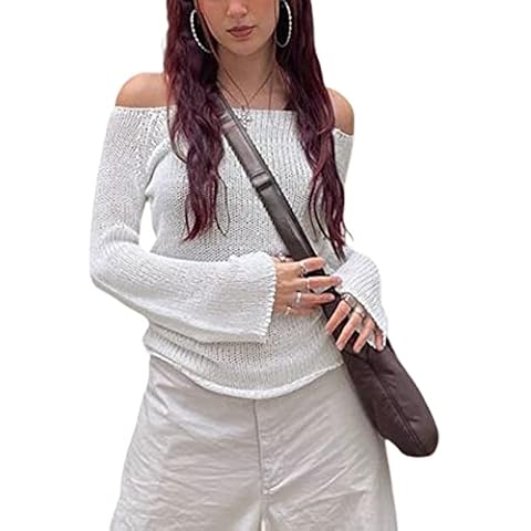 FeMereina Women's Long Sleeve Crochet Knit Top Cover