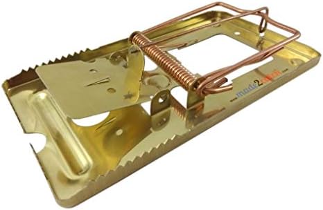 Pack of 2 made2catch Classic Metal Rat Traps Brass Coated - Durable Snap Traps That Work, Effective, Humane and Reusable