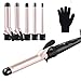 Produktbild Haar Lockenstab Multifunktion Lockenstab 5 in 1 Hair Curler COSANSYS Lockenstäbe Set Keramik mit 5 Austauschbaren Turmalin Fässern und Handschuh, LCD-Anzeige,100V-240V,Gold