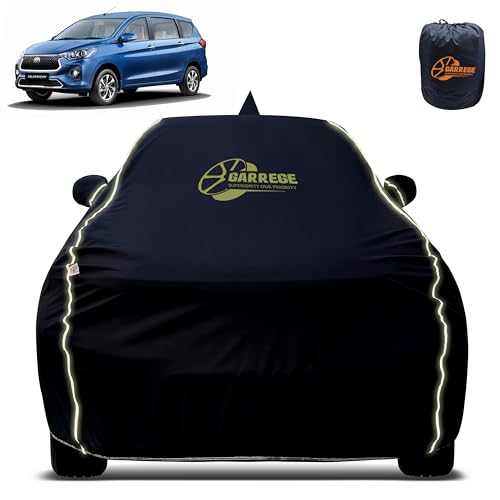Image of Reflector Waterproof Car Cover for Toyota Rumion with Mirror & Antenna Pocket | All Weather Protection | Washable Fabric | Black Color