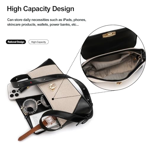 Image of Small Shoulder Bag for Women, Retro PU Leather Underarm Bag Top Handle Hobo Tote Clutch Handbag Purse with Buckle Closure