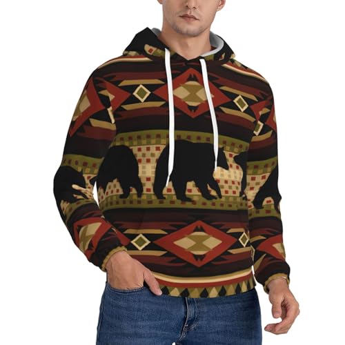 Sweat à capuche homme ours chandail polyester sport poche kangourou EdWal