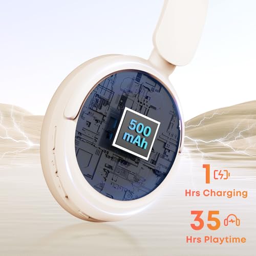 Image of for Home Office Travel, Hybrid ANC Over Ear Headphones, BT6.0 60H Hi-Res Deep Bass Memory Foam Cups White