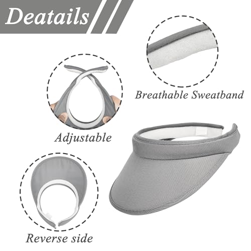 Image of 2 Pack Sun Visor Hats Women Men Clip On Wide Brim Visors Hat Outdoor Sports Golf Beach Travel Tennis Caps