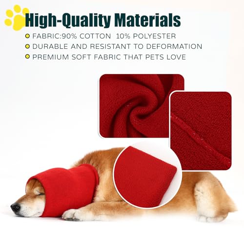 Image of Dog Calming Hoodie Quiet Head Cover Sleeves Double Layer Thickened Dog Ear Muffs Noise Protection,Dog Hematoma Ear Wrap, Dog Headband for Anxiety Relief for Bath, Thunderstorms