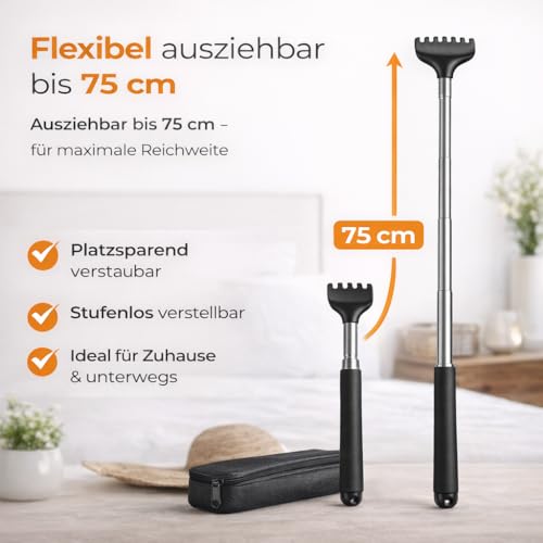 4x Rückenkratzer Teleskop: Breite Kratzhand als Massagegerät und Rückenkrauler 4