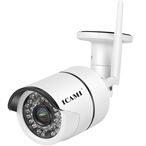ICAMI 720P HD 36ir IP Camera Wireless Outdoor Night Vision SD Card Record WiFi Security Camera Waterproof with Motion Detection