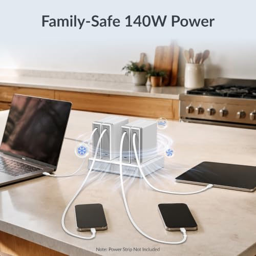 Image of Gitryin 140W GaN Retractable USB C Laptop Charger, for MacBook Pro Charger | Computer Charger with 31.5in Type-C Cable, 2 USB C Ports, Fast Charging for MacBook Pro /Air, iPad, iPhone 17 /16, White