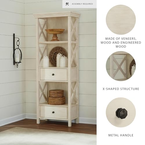 Image of Signature Design by Ashley Bolanburg Display Cabinet Bookcase, Tall White