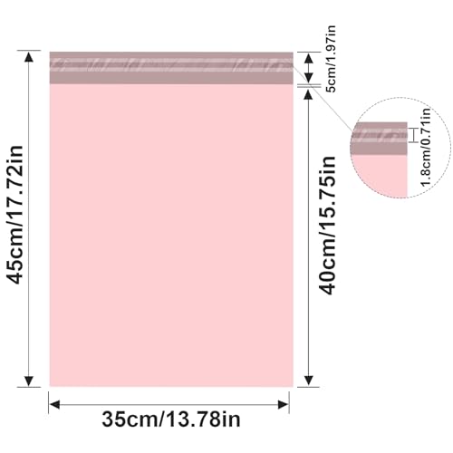 XRXYMQ 50 Stück Rosa Versandtaschen Kleidung 35 x 45 mm Selbstklebend Versandtüten Blickdichte & Wasserabweisende Versandbeutel Für Textilien