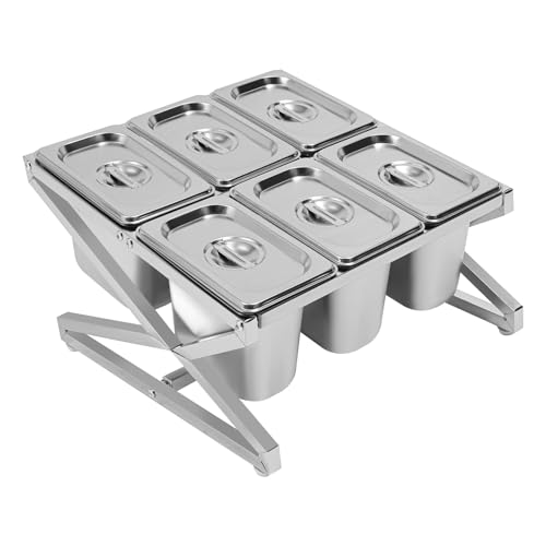 Pizza Topping Station, 6 Stainless Steel Seasoning Containers with Lids, Condiment Serving Tray for Prepping Ingredients and Toppings, Expandable Spice Rack, Pizza Oven Accessories Pizza Topping Station, 6 Stainless Steel Seasoning Containers with Lids, Condiment Serving Tray for Prepping Ingredients and Toppings, Expandable Spice Rack, Pizza Oven Accessories