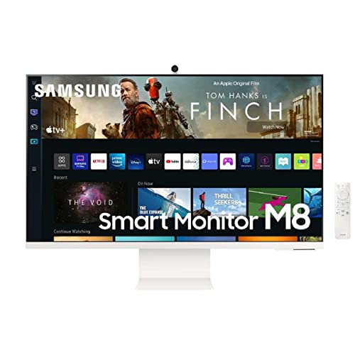Samsung Smart Monitor M8 32’’ en resolution UHD 4K. Le 1er écran tout-en-un pour accéder facilement à vos applications de divertissement et travail. LS32BM801UUXEN